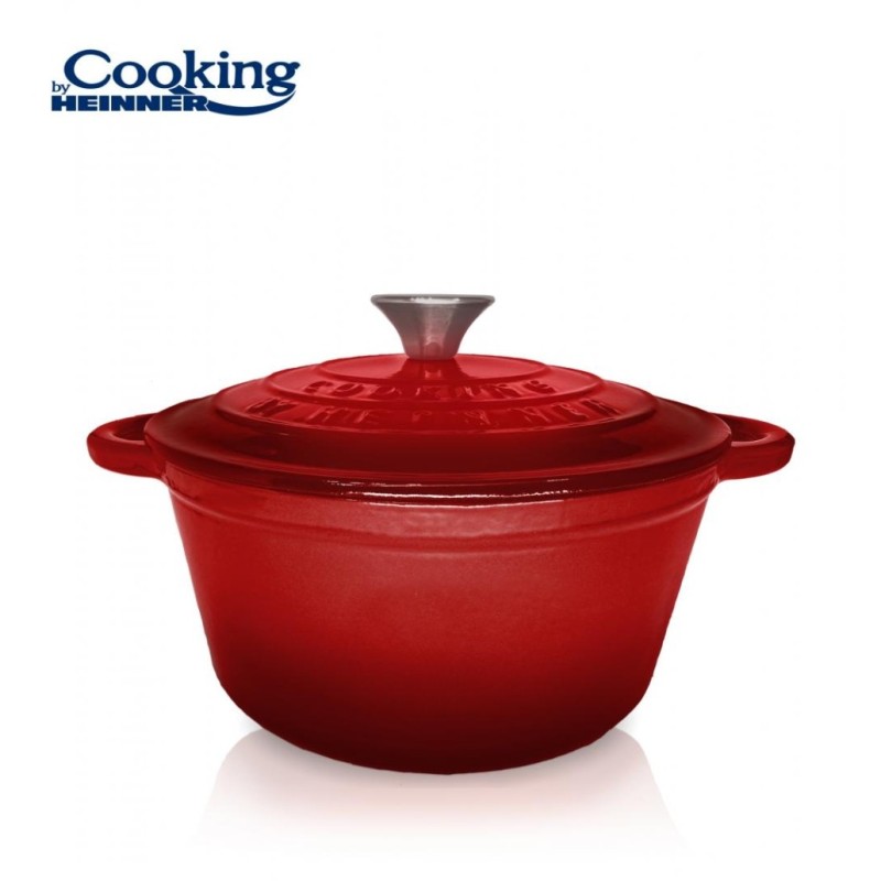 CRATITA FONTA EMAILATA+CAPAC 22X9.5CM,2.9L, RED LINE, COOKING BY HEINNER, HR-KN-C29