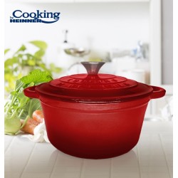 CRATITA FONTA EMAILATA+CAPAC 22X9.5CM,2.9L, RED LINE, COOKING BY HEINNER, HR-KN-C29