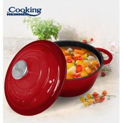 CRATITA FONTA EMAILATA+CAPAC 22X9.5CM,2.9L, RED LINE, COOKING BY HEINNER, HR-KN-C29