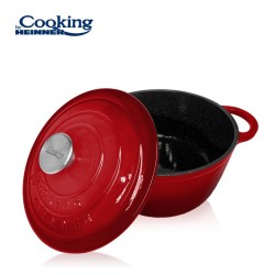CRATITA FONTA EMAILATA+CAPAC 22X9.5CM,2.9L, RED LINE, COOKING BY HEINNER, HR-KN-C29