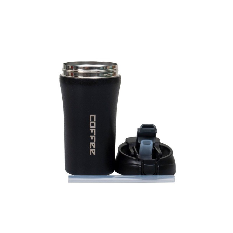Termos interior inox, capacitate 400ml, inchidere ermetica si pai, negru