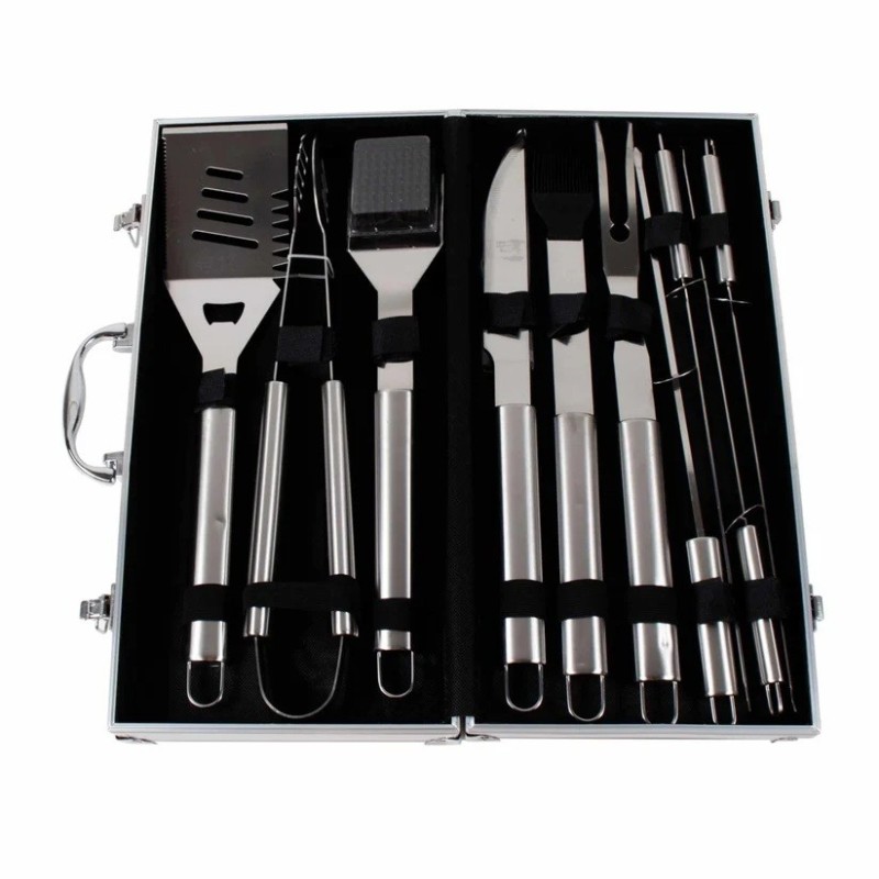 Set accesorii gratar 10 piese cu diplomat aluminiu, ustensile lungi