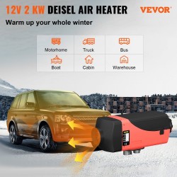 Încălzitor de aer diesel VEVOR 12V 2KW, rezervor de 10L, comutator LCD
